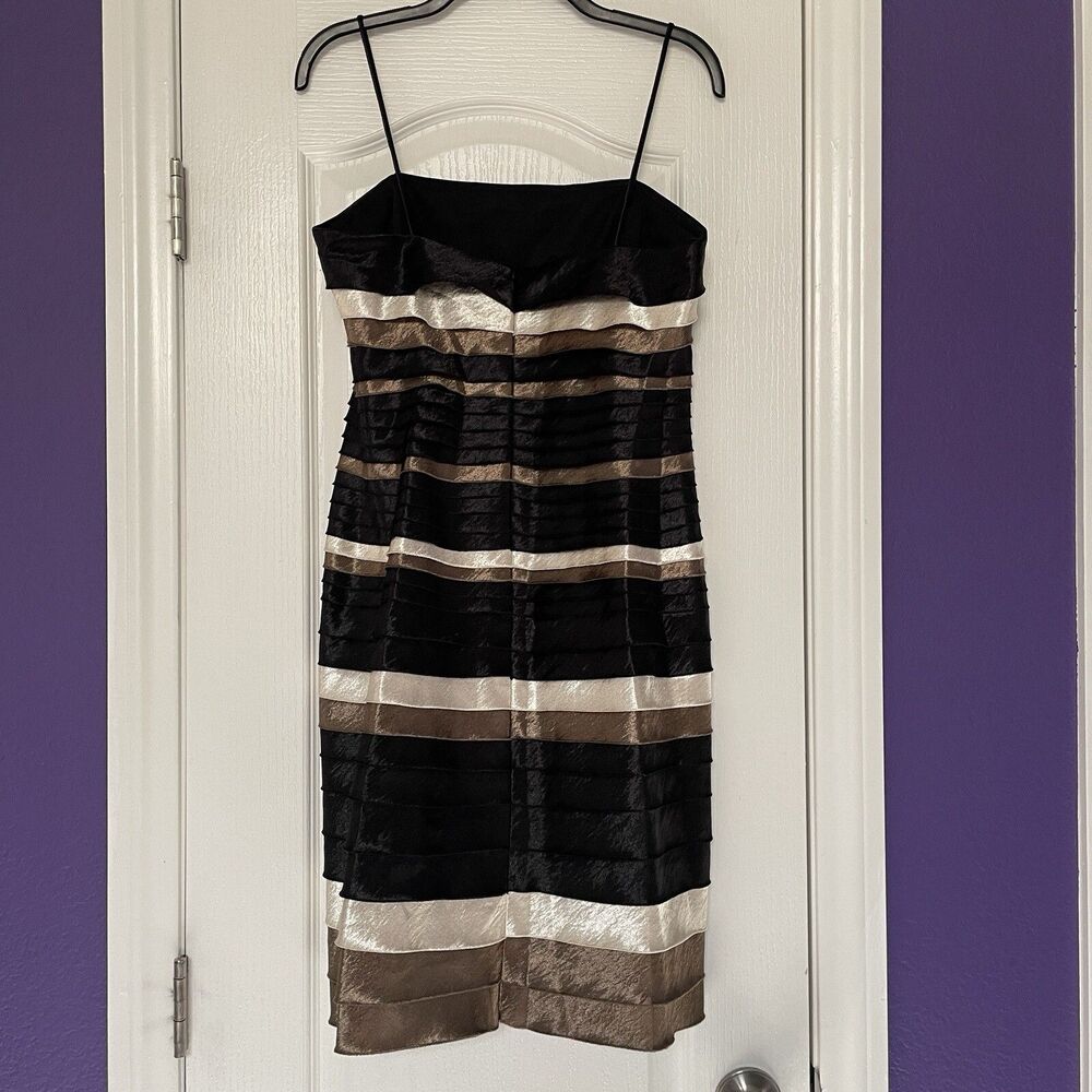 Dressbarn Dress Barn Shiny Tiered Layered Sleeveless Dress Women’s Size 10 - Picture 3 of 11